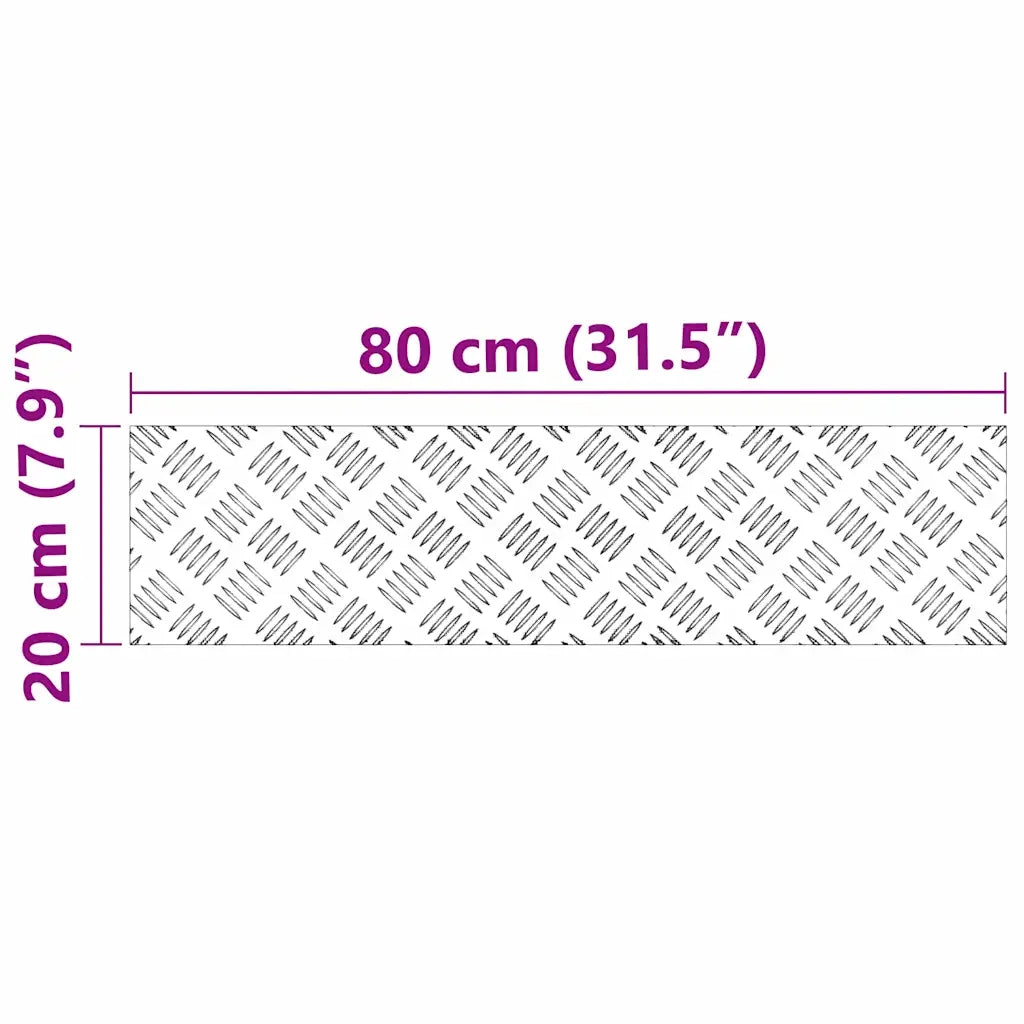 Gradini per Scale 2 pz | Tappetini per scale autoadesivi Argento 80 x 20 cm Alluminio