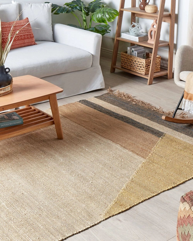 Tappeto Multicolore Juta Motivo Geometrico 140 x 200 cm Rustico Boho