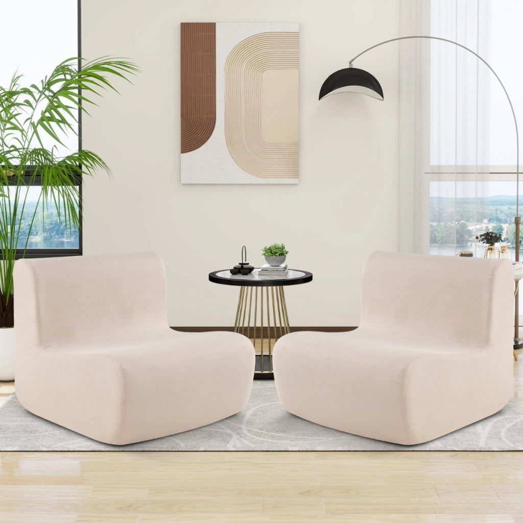 Poltrona sacco divano pigro da pavimento con morbido velluto e supporto ergonomico, Poltrona singola da lettura Beige