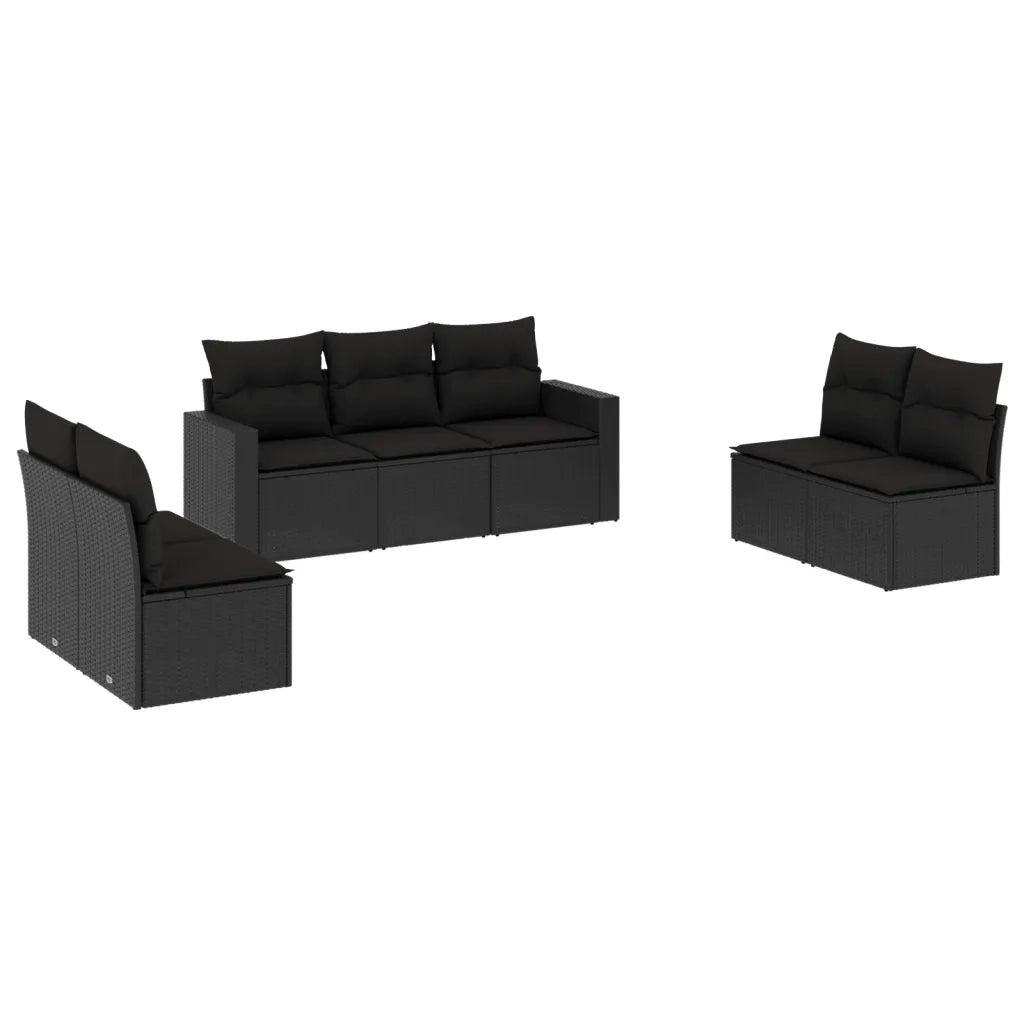 Set Divani da Giardino con Cuscini 7pz Nero Polyrattan 3218815