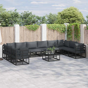 Set Divano da Giardino con cuscino 11 pcs Nero Alluminio 3378907
