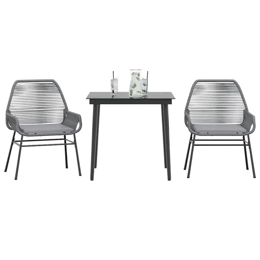 Set da Pranzo da Giardino 3 pz con Cuscini in Polyrattan Vetro 3334478