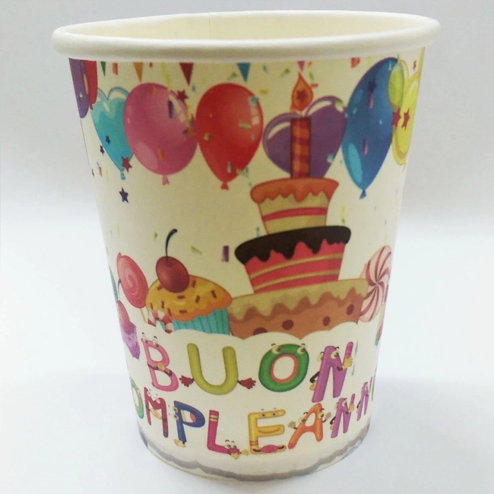 Trade Shop - Set 18 Pezzi Bicchieri Bicchiere Di Carta Per Feste Buon Compleanno Usa E Getta -