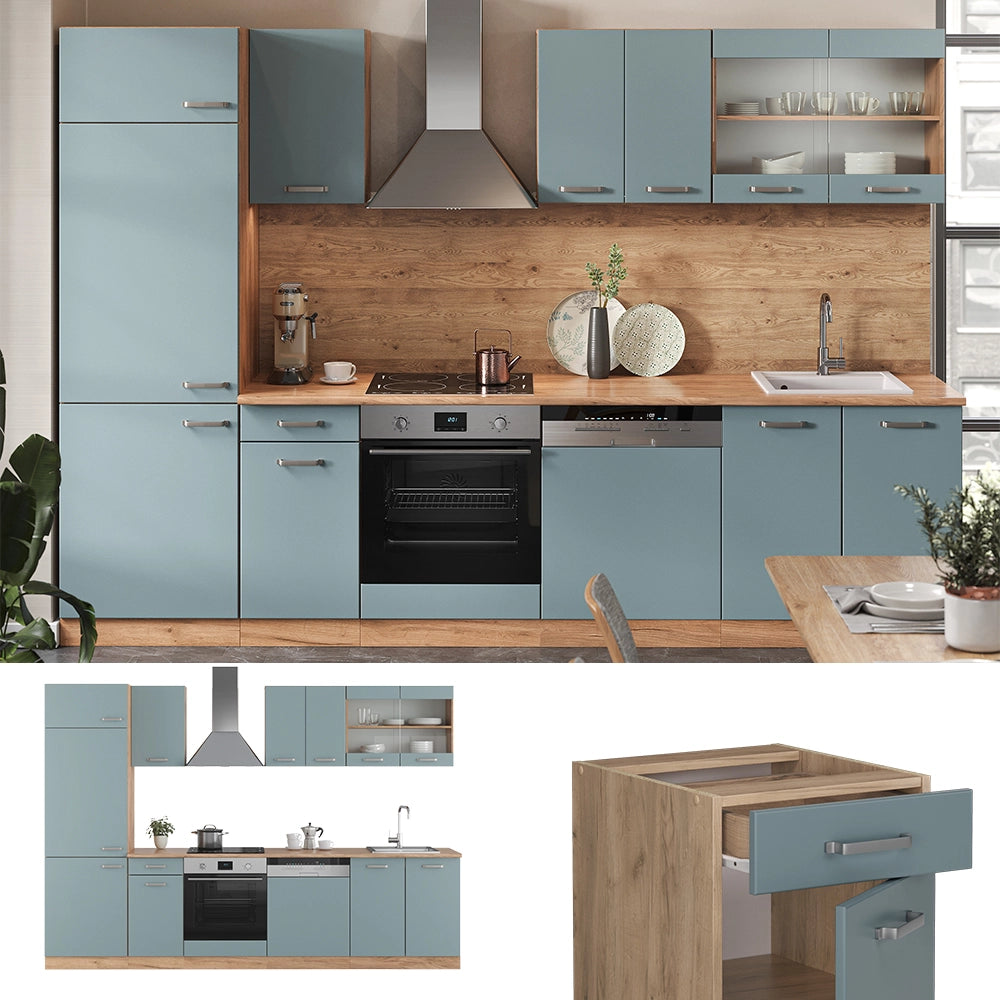 Vicco Cucina componibile Rovere blu-grigio/oro 300 cm , PL Rovere