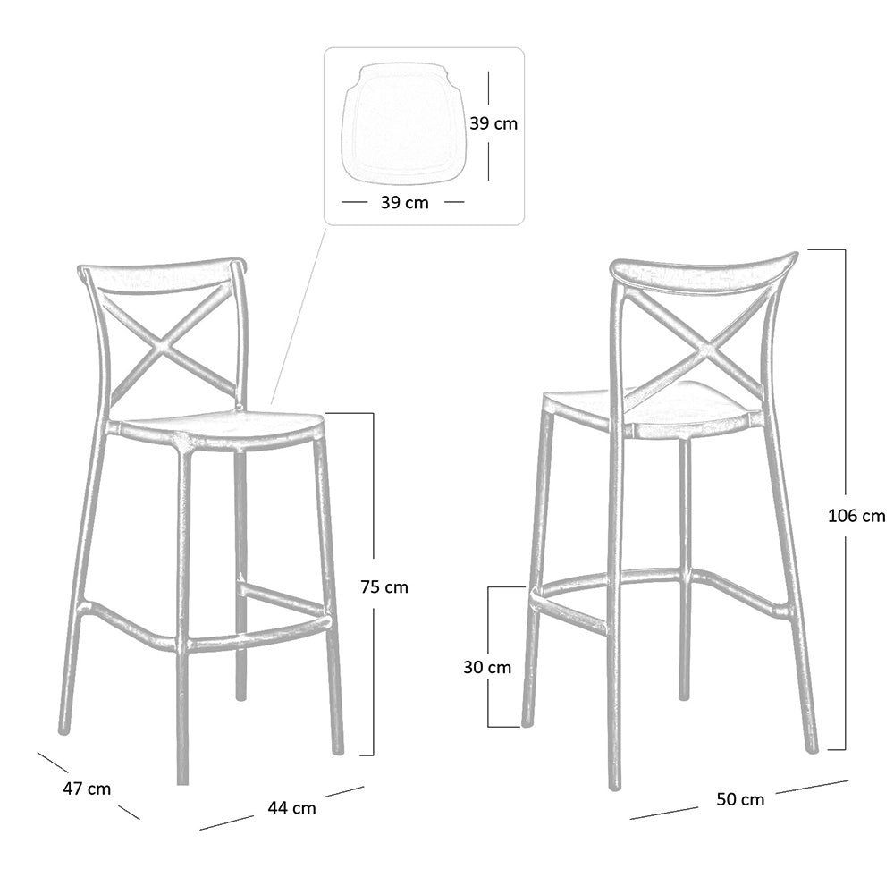 Sgabello da bar in plastica polipropilene verde petrolio sprint h 75 cm