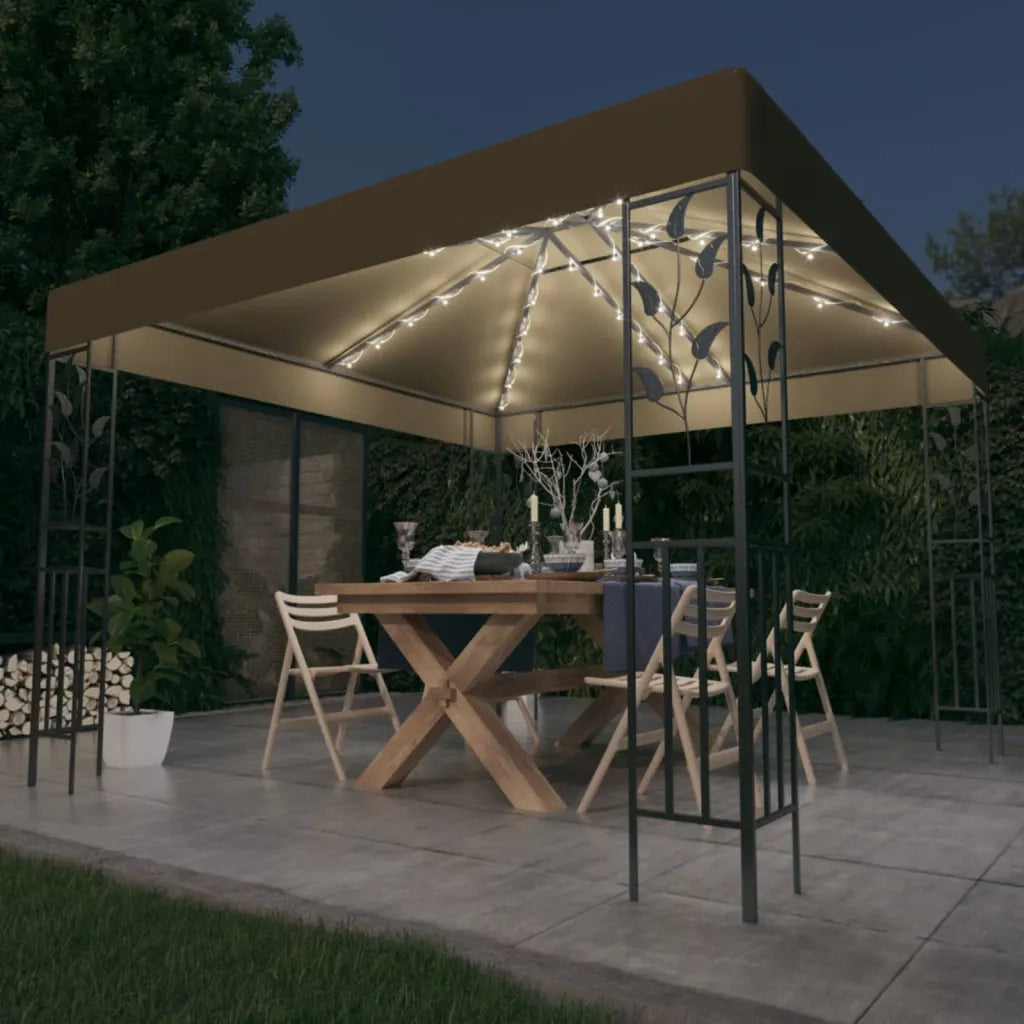 Gazebo | Pergolato con Luci LED a Stringa 3x3 m Grigio Talpa