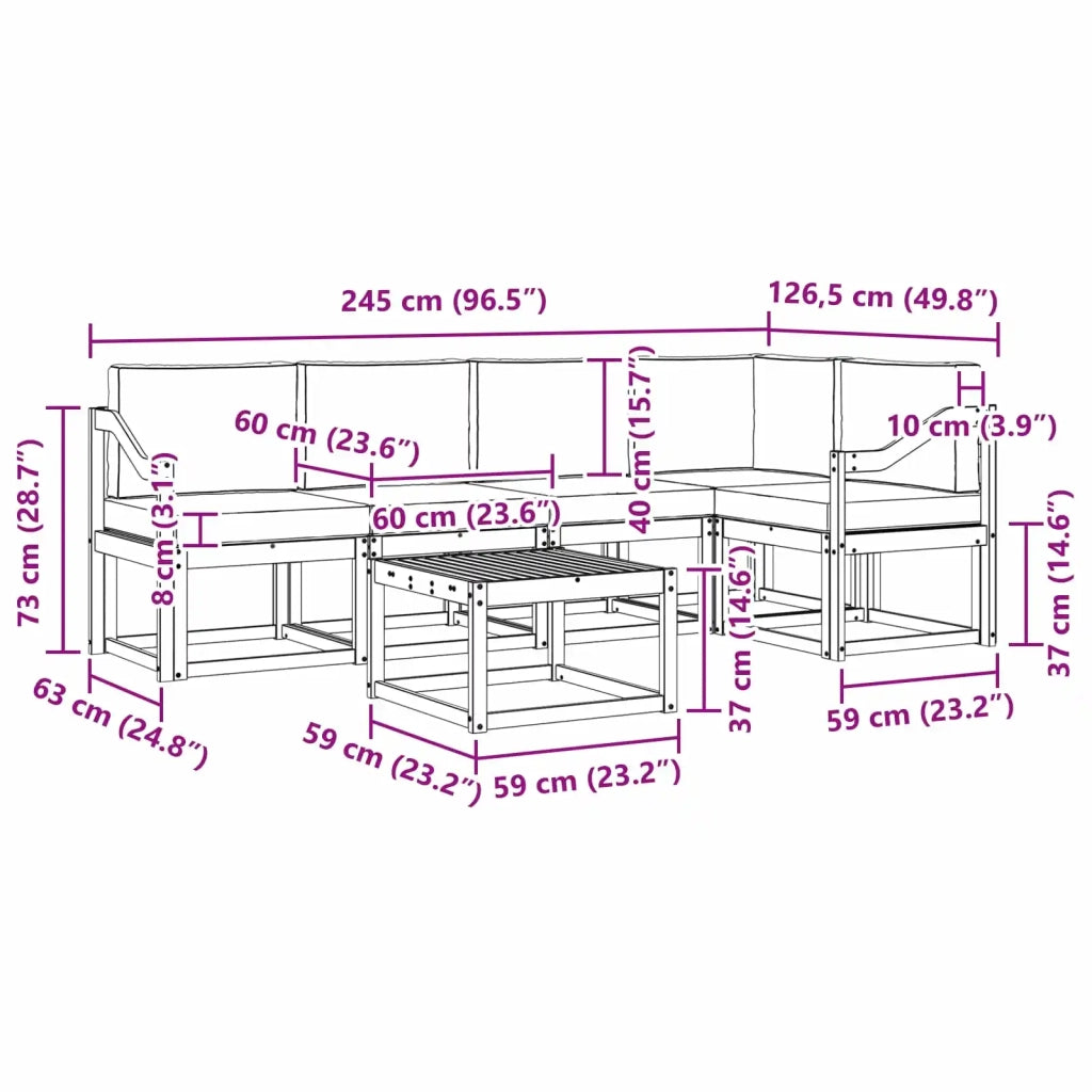Set di divani da esterno 6 pz Bianco e Antracite 3387681
