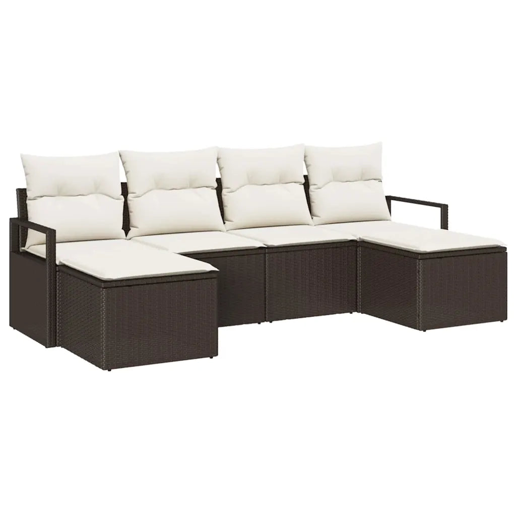 Set di divani con cuscino 6 pcs Marrone e Crema polyrattan 3355157