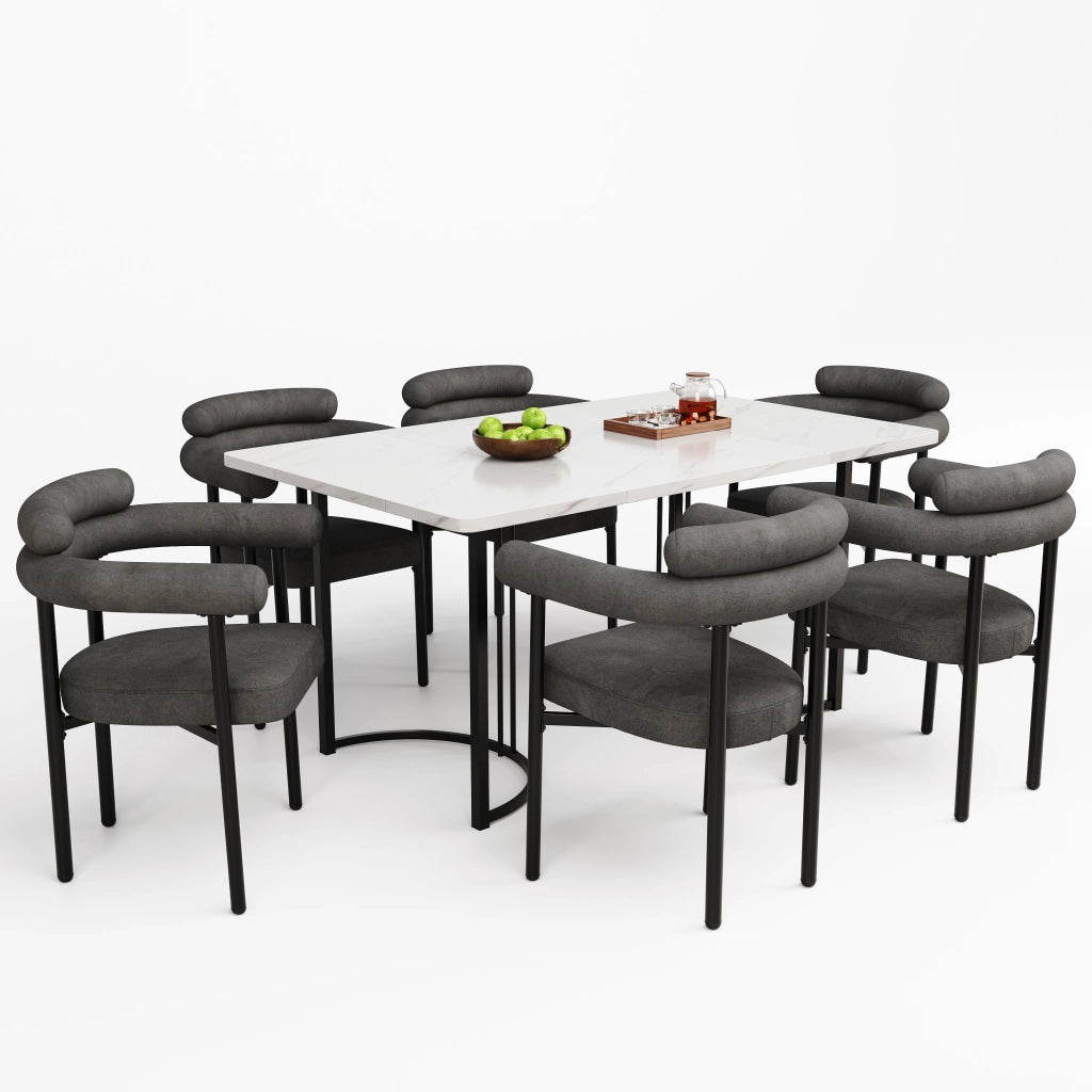 Set 4 Sedie da Pranzo in Velluto Grigio Scuro ¨C Xylo ¨C Seduta Imbottita, Stile Moderno