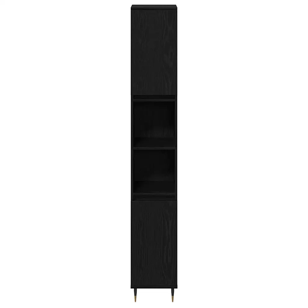 Set di mobili per il bagno 3 pcs Rovere Nero 30 x 30 x 190 cm 3333098