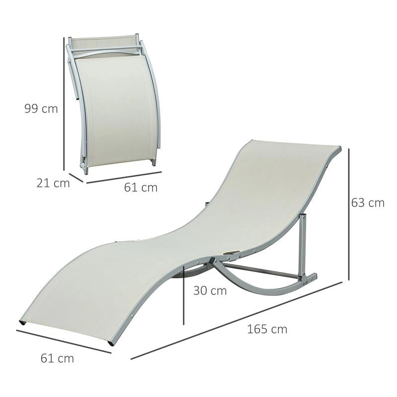 SET 2 SDRAIO DA GIARDINO PIEGHEVOLI 61 X 165 X 63 CM COLORE BEIGE