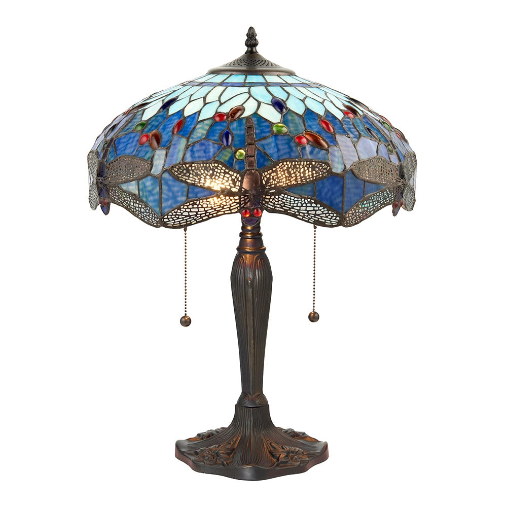 Lampada da tavolo Tiffany Dragonfly Blue vetro 2xE27