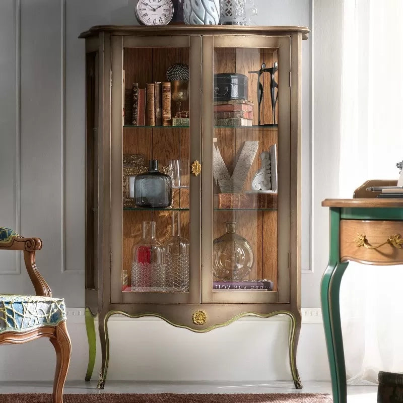 Vetrina classica 2 porte legno shabby 100x40x150 - Mobili 2G