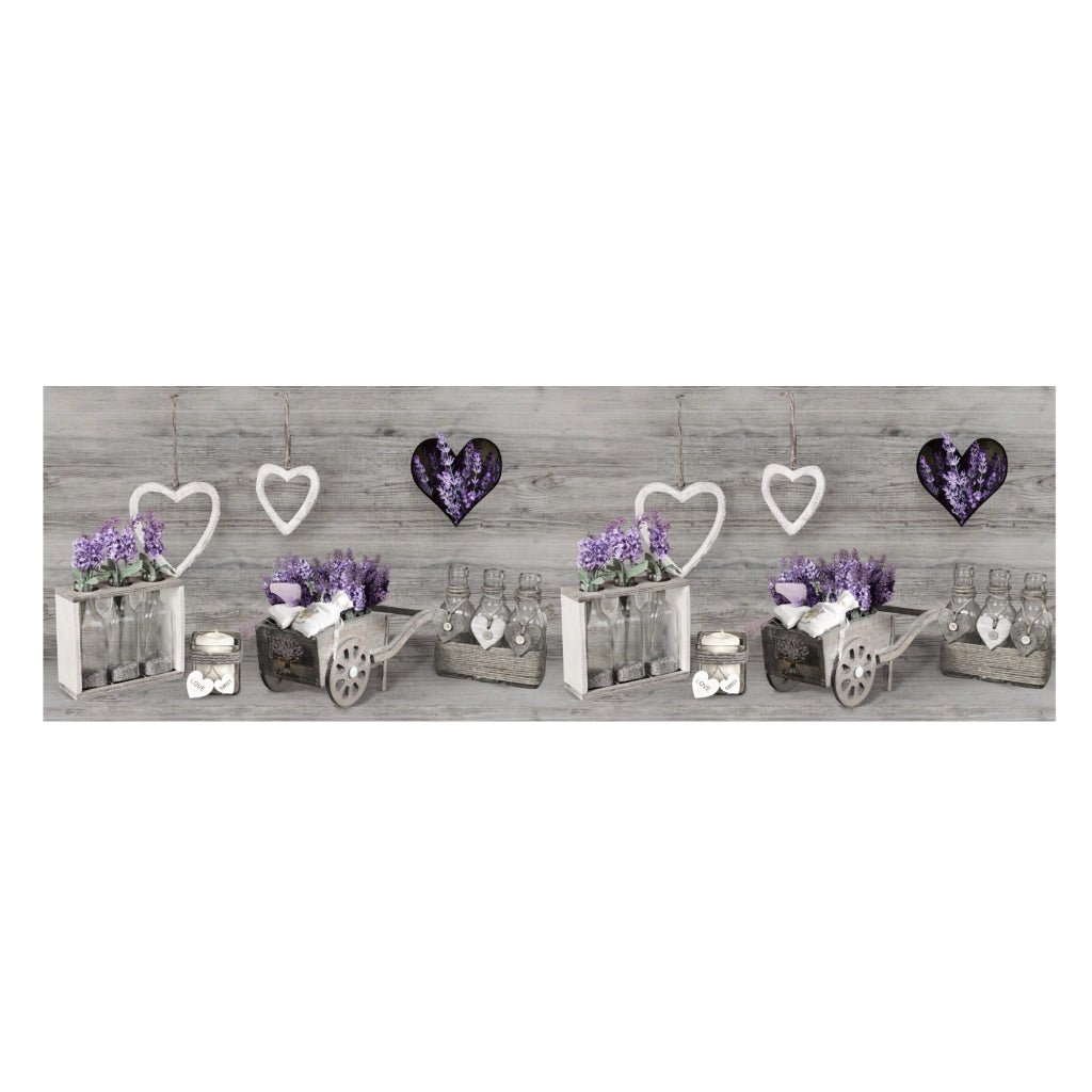 Tappeto Passatoia Cucina Antiscivolo Sottolavello Lavanda Cuor Carretto Grigio - 50x280 - Grigio