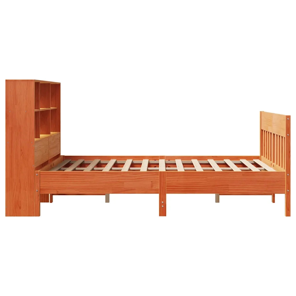 Letto matrimoniale | Letto per adulti | Giroletto senza Materasso Marrone Cera 140x200cm Massello Pino