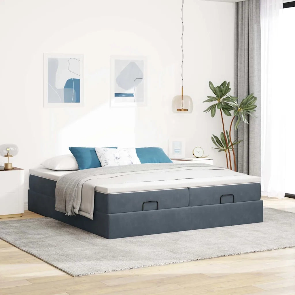 Struttura Letto Pouf con Materassi 200x200 cm Velluto 3311268