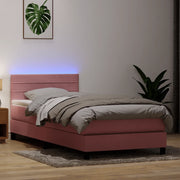 Letto a Molle con Materasso e LED Rosa 90x210 cm Velluto 3316964