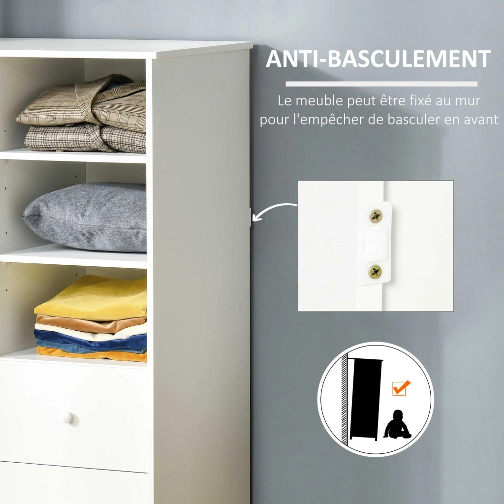 Armadio con Ante, 5 Ripiani, 3 Nicchie e 2 Cassetti ¨C Minimal ¨C Bianco