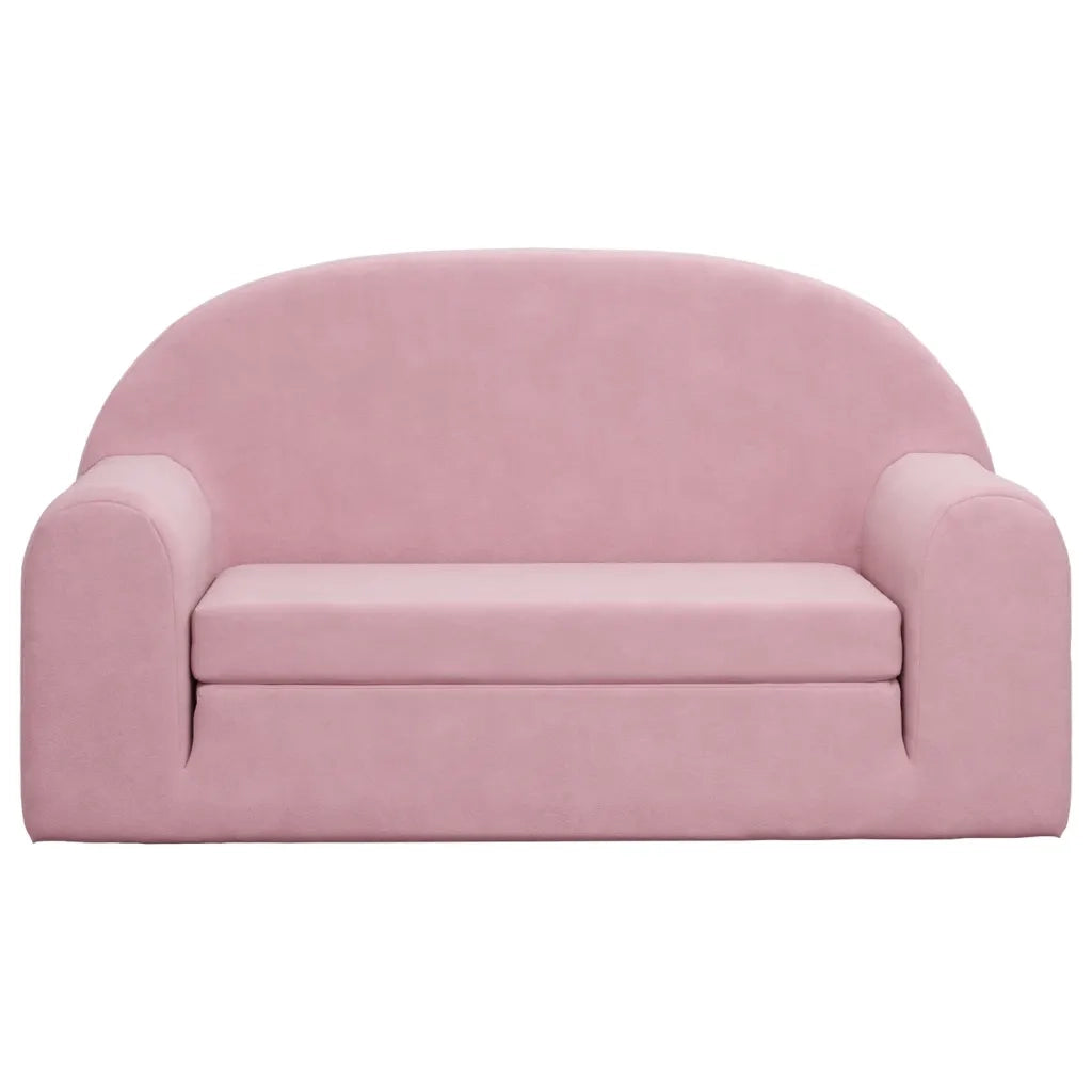 Divano Letto per Bambini a 2 Posti Rosa in Morbido Peluche 357027