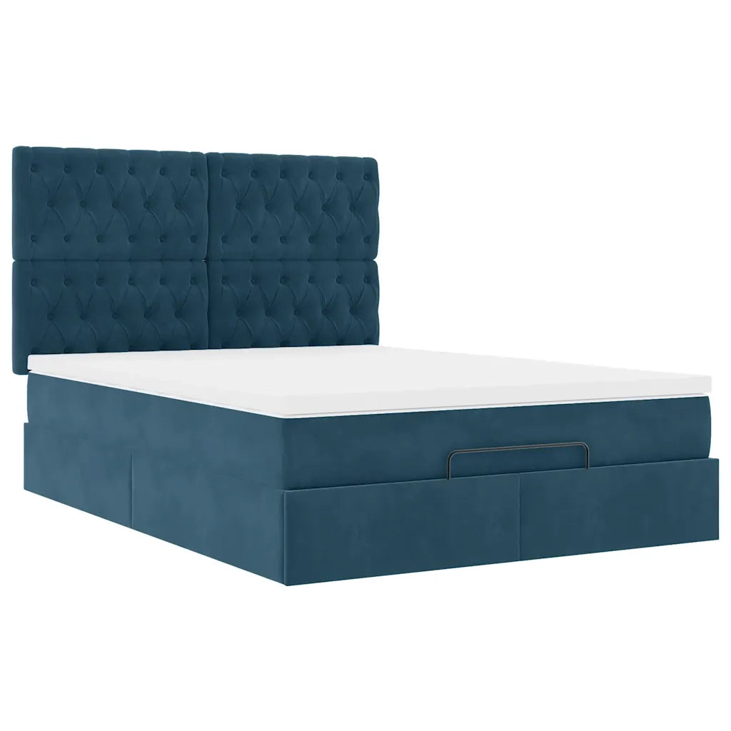 Struttura Letto Pouf con Materassi 140x190 cm in Velluto 3313545