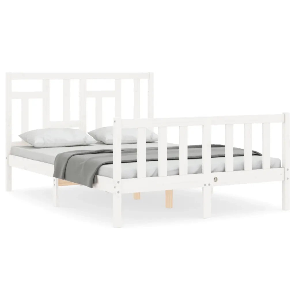 Letto senza Materasso-Struttura Letto Bianco 140x190 cm Legno Massello di Pino 475548