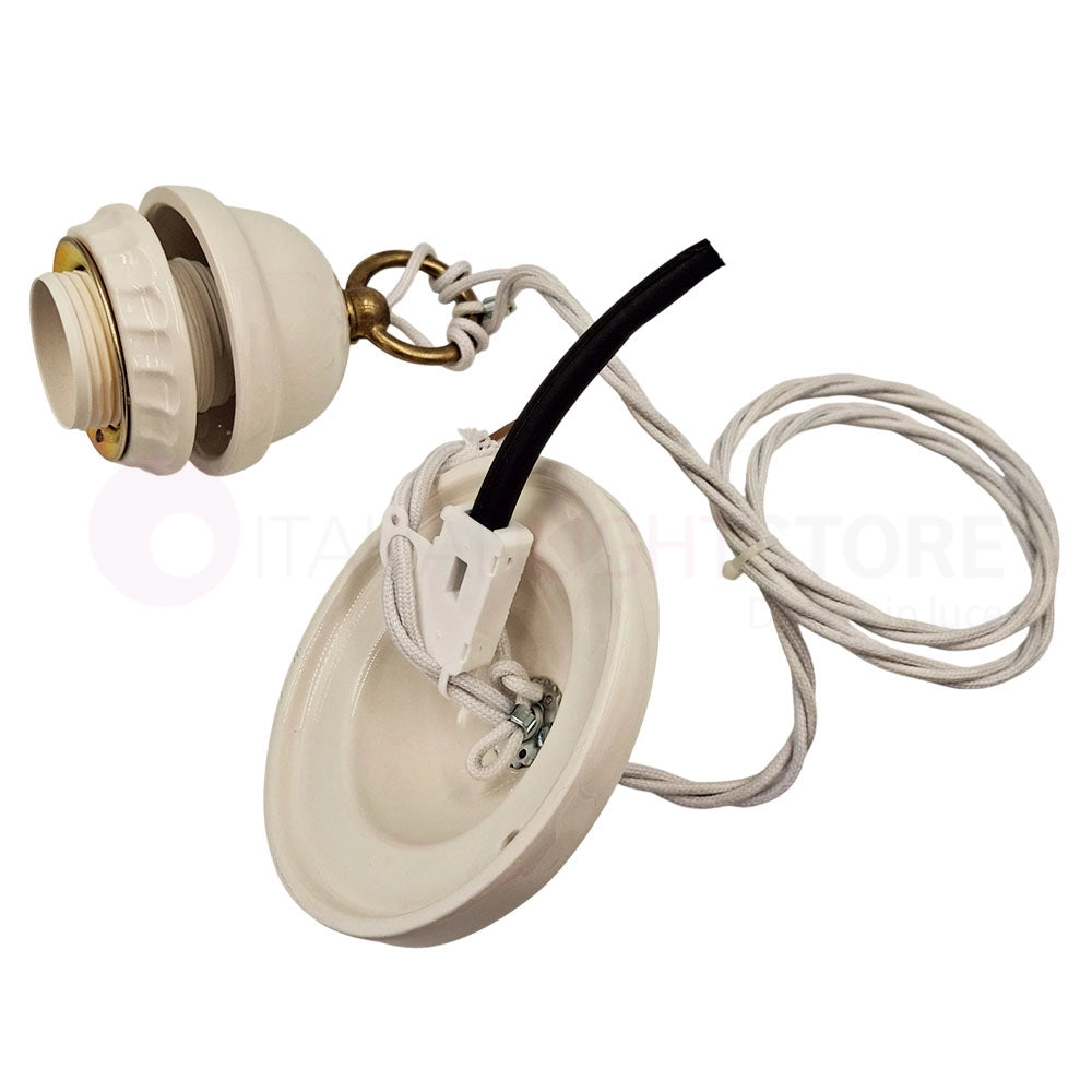 VOLTERRA Lampadario a Sospensione Ø40 in Ceramica Bianca Traforata