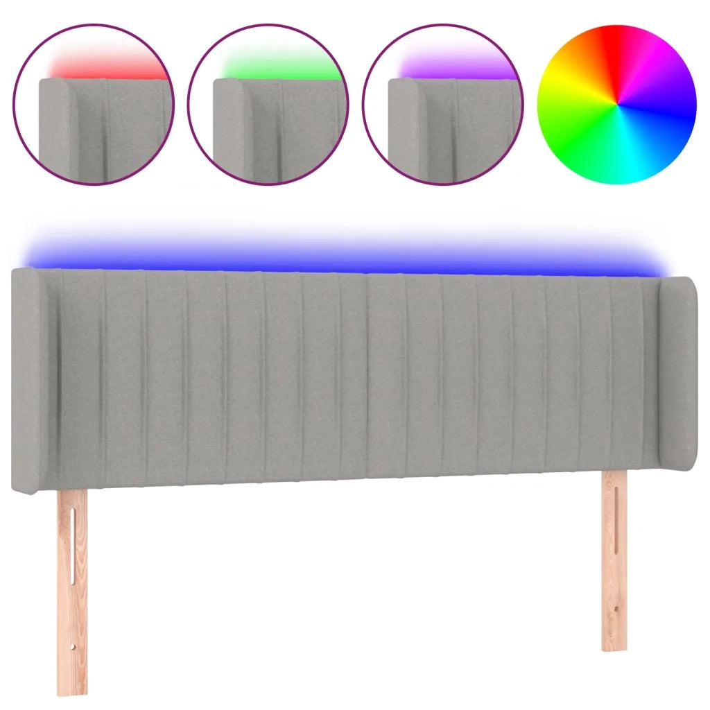 Testiera | Testata Grigio Chiaro a LED 147x16x78/88 cm in Tessuto