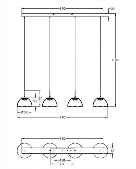 Lampada a Sospensione Lucille Cognac 28W LED CCT 2700K-4000K, Struttura Metallo e Vetro Borosilicato, Dimmerabile a step - 87x6x200cm