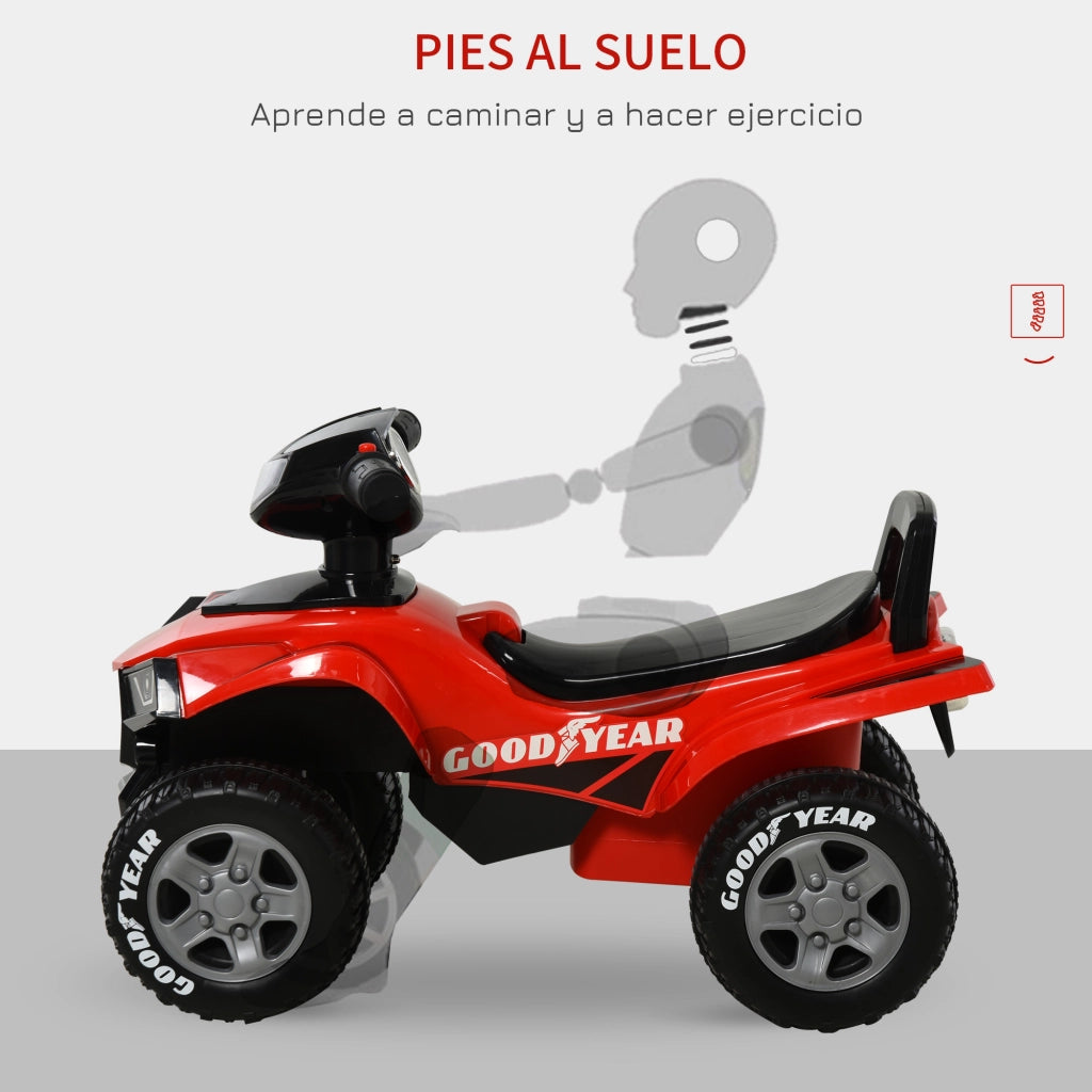 Quad Cavalcabile per Bambini 18-36 Mesi ¨C Xylo ¨C Rosso con Luci e Clacson 60x31x42 cm