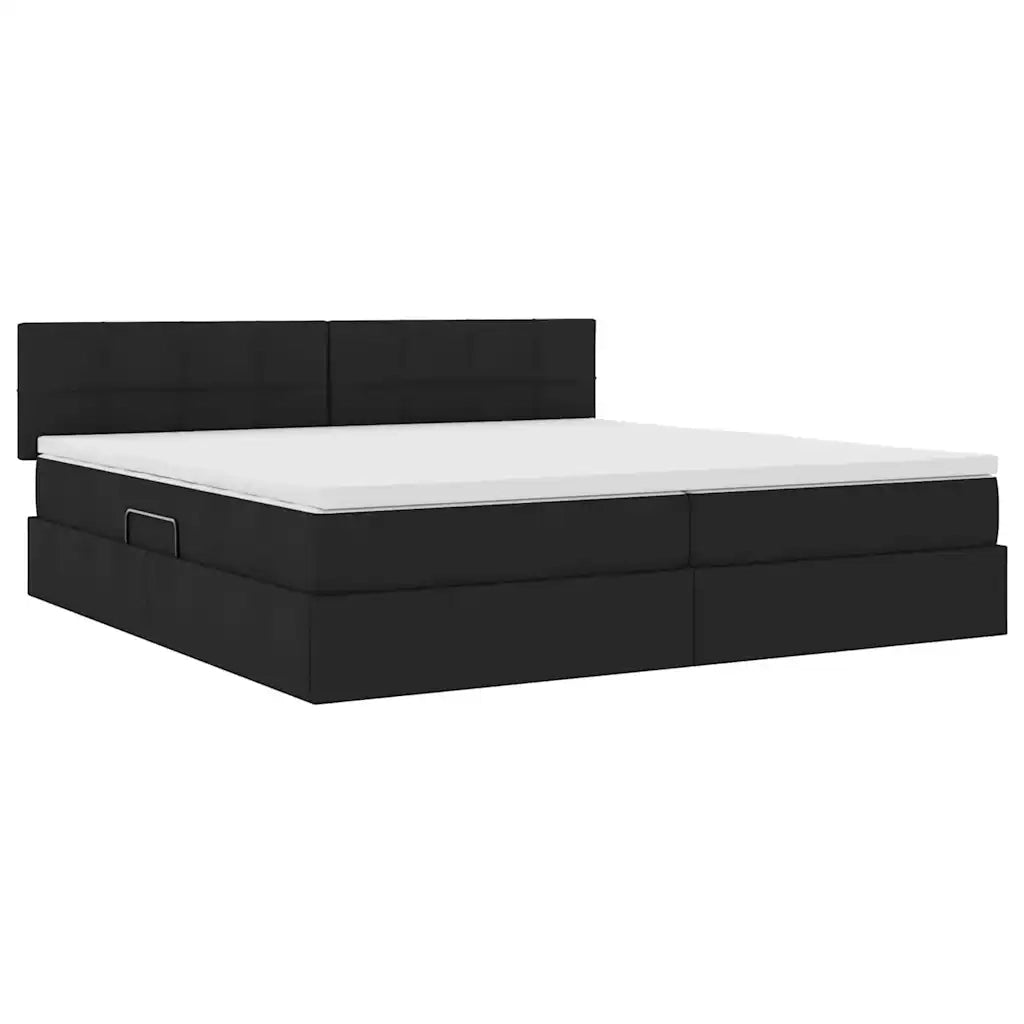 Letto con contenitore e materasso Nero 200 x 200 cm