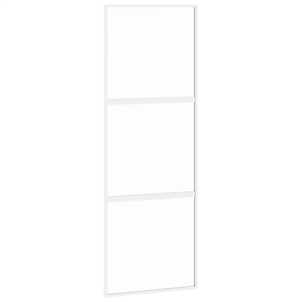 Porta Scorrevole Bianca 76x205 cm Vetro Temperato e Alluminio 155204
