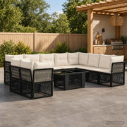 Set Divano da Giardino 11 pz Nero polyrattan 3436492