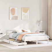 Letto senza Materasso-Struttura Letto Bianco 140x190 cm Legno Massello di Pino 650368