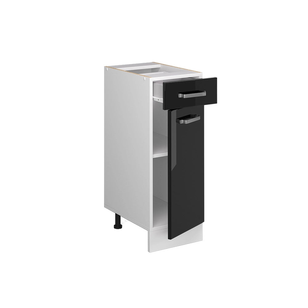 Vicco Mobiletto base per cucina Nero lucido 30 cm , PL Rovere