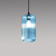 RAIKA V/G - VETRO SOFFIATO  BLU-TRASPARENTE CON DECORAZIONE COSTE VERTICALI D.15,3CM