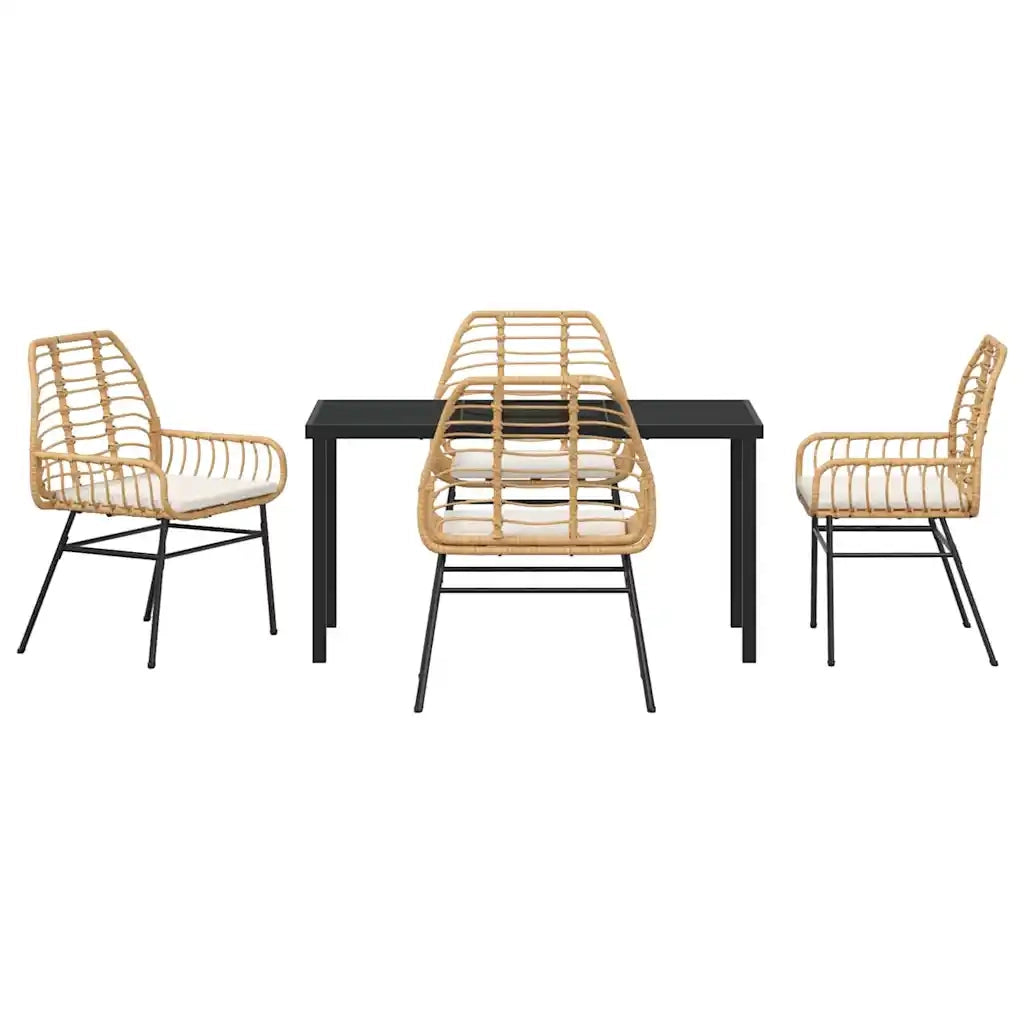 Set da Pranzo per Giardino 5 pcs Marrone polyrattan