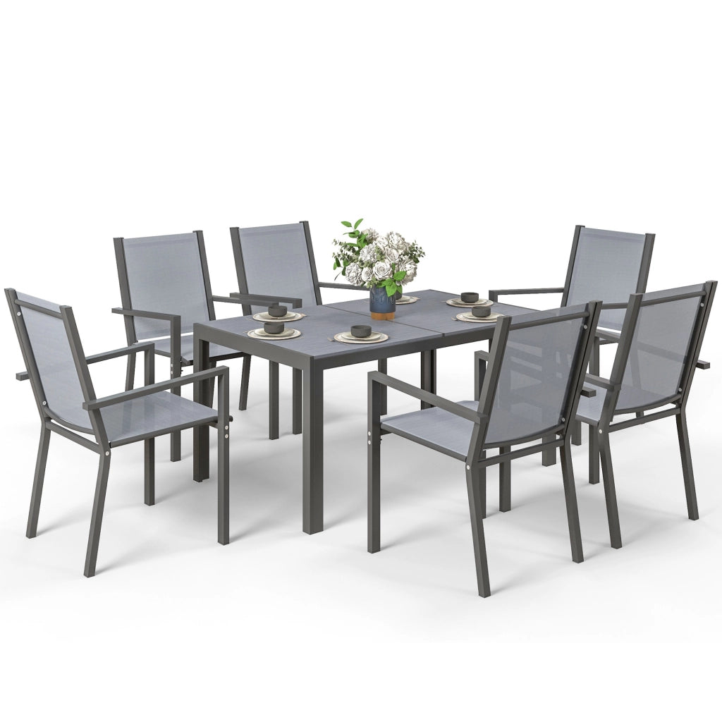 Set Tavolo e Sedie da Giardino ¨C Minimal ¨C Grigio, Acciaio, 4 Pezzi