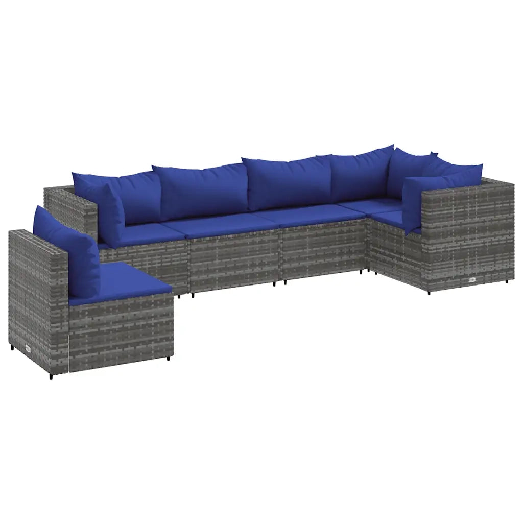 Set Divani da Giardino 6 pz con Cuscini in Polyrattan Grigio 3308175