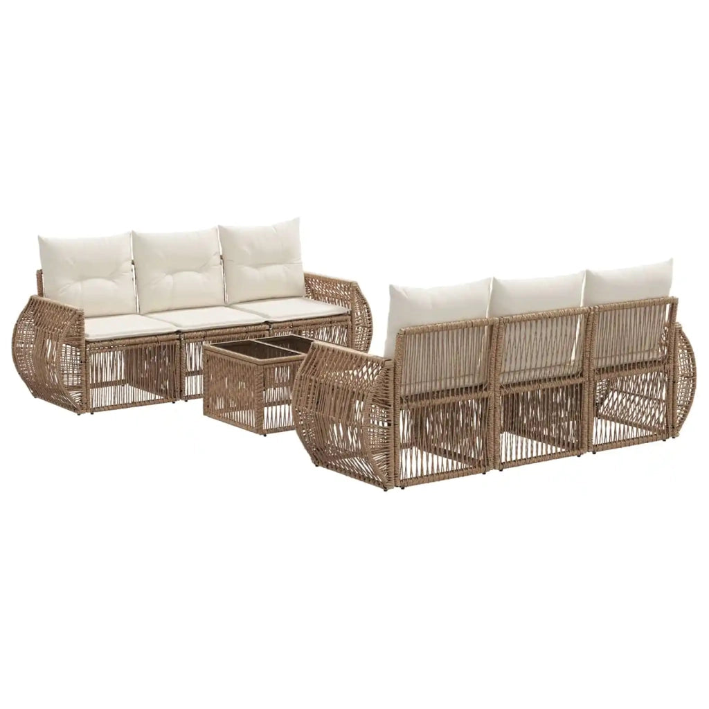 Set Divano da Giardino 7 pz Beige polyrattan 3435351