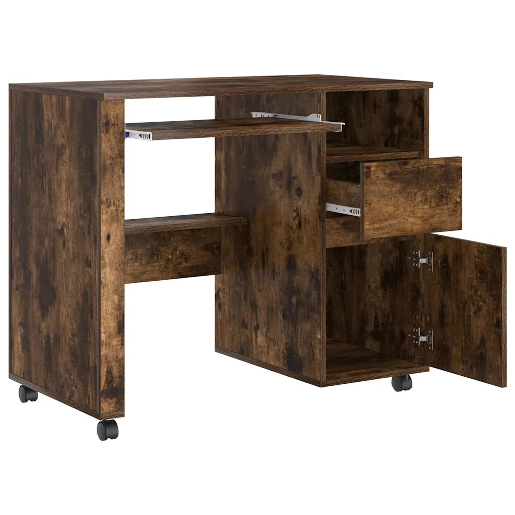 Scrivania con Ruote con cassetto Rovere fumé 91 x 50 x 77 cm 869534
