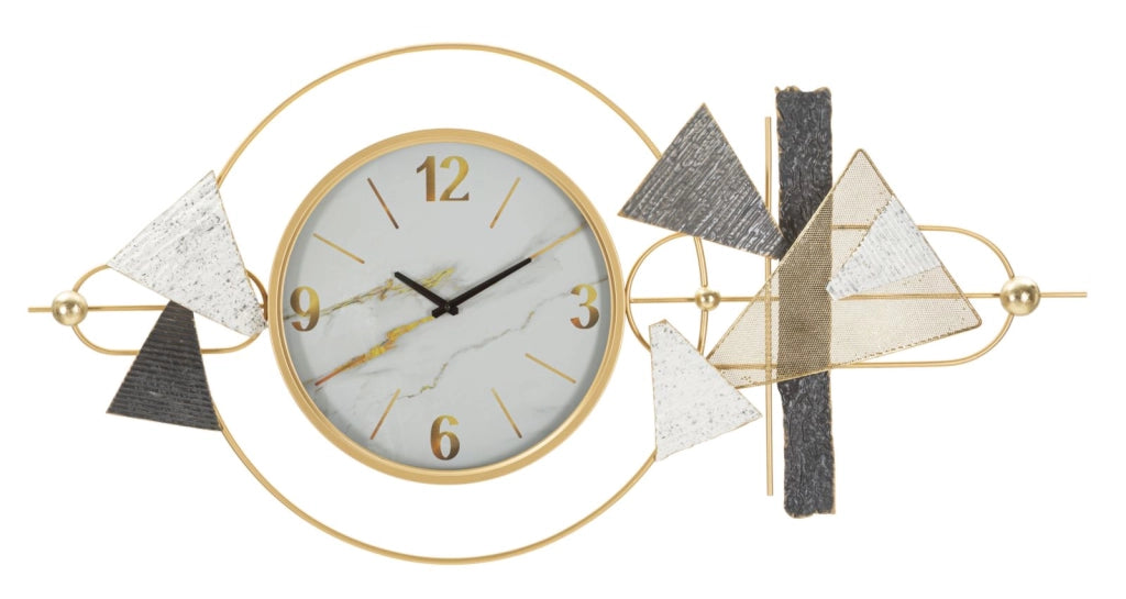 Orologio da parete Glam Amy 120 cm in metallo e plastica con design geometrico moderno e finiture dorate - Decorazione d'interni