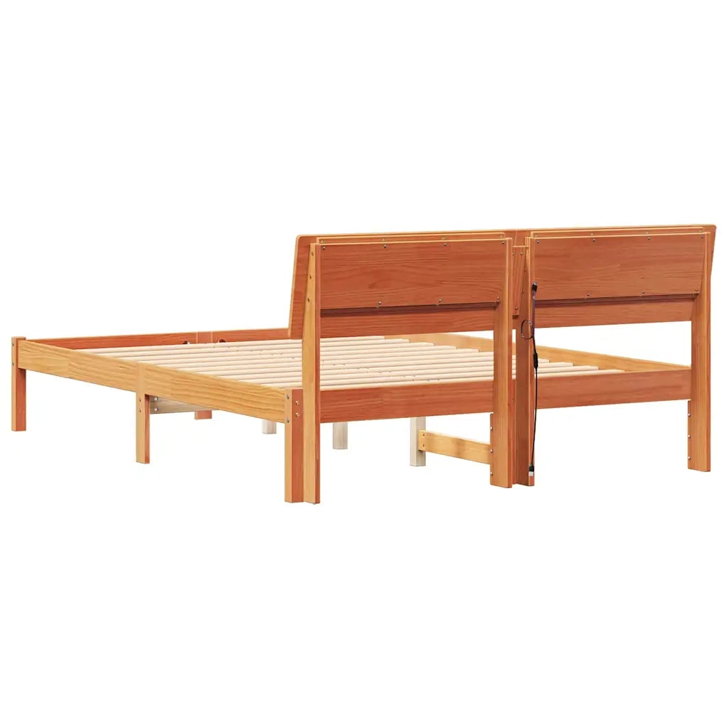 Letto matrimoniale | Letto per adulti | Struttura del letto Marrone cerato 140 x 190 cm Pino massello