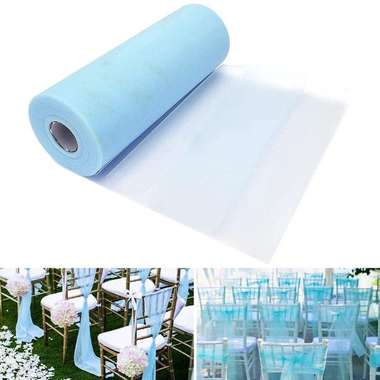 Rollo di tulle 30 cm x 91,4 m, decorazione di matrimonio, tavolo, 100 m, rotoli di tulle, tessuto di tulle per abiti da tutù, decorazione per tavolo (blu)