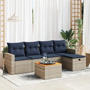 Set Divano da Giardino 6 pz con Cuscini Grigio in Polyrattan 3325785