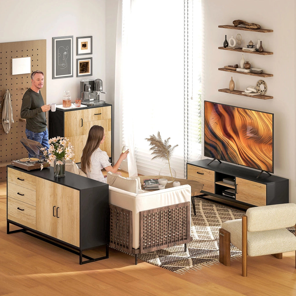 Buffet con 3 cassetti e ripiano regolabile ¨C zephmum ¨C acciaio, alluminio