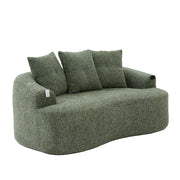 Divano lineare 2 posti con seduta profonda e 3 cuscini in chenille verde 164 × 92 × 60 cm