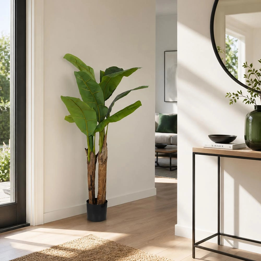 Albero di Banano Artificiale premium con vaso tropicale realistica h 140 cm
