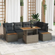 Set Divano da Giardino 10 pcs Grigio Poly Rattan