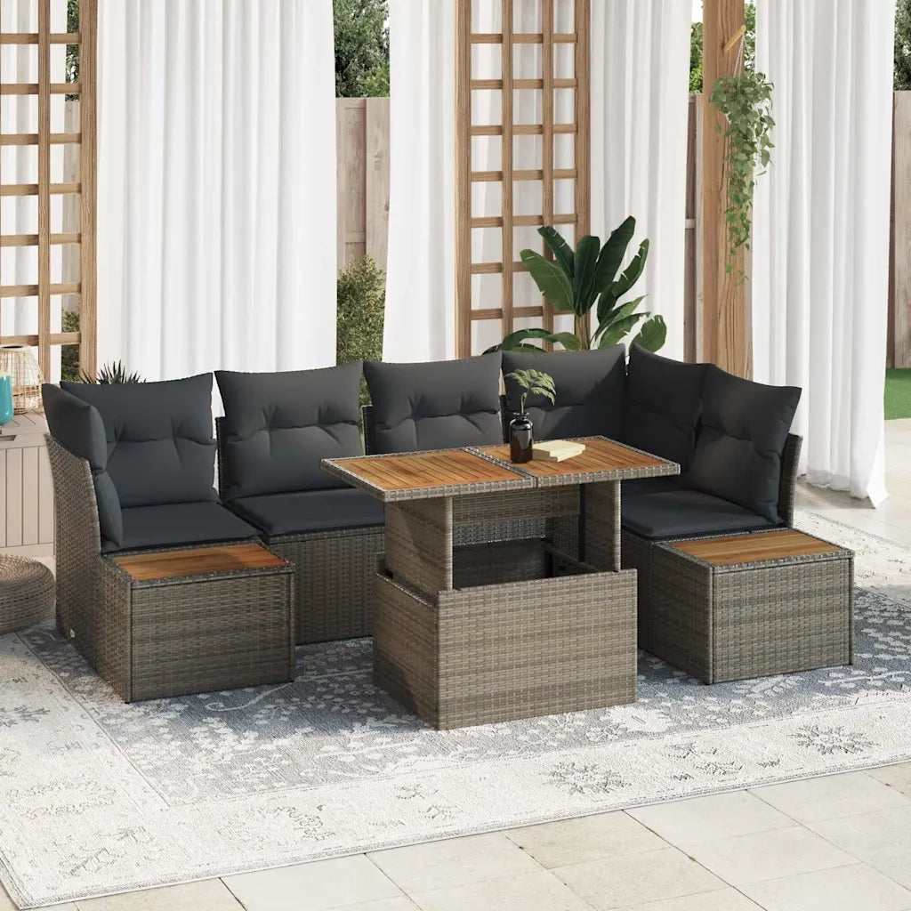 Set Divano da Giardino 10 pcs Grigio Poly Rattan