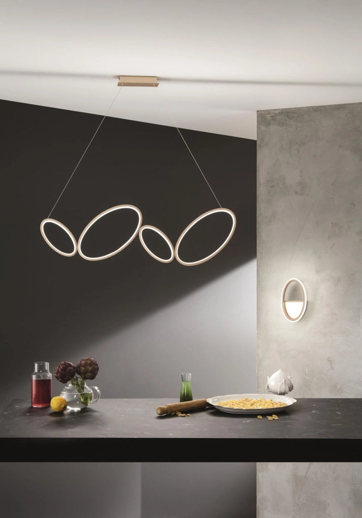 APPLIQUE RICE ORO LED 3000K 500LM 10W DIMMERABILE H.27CM